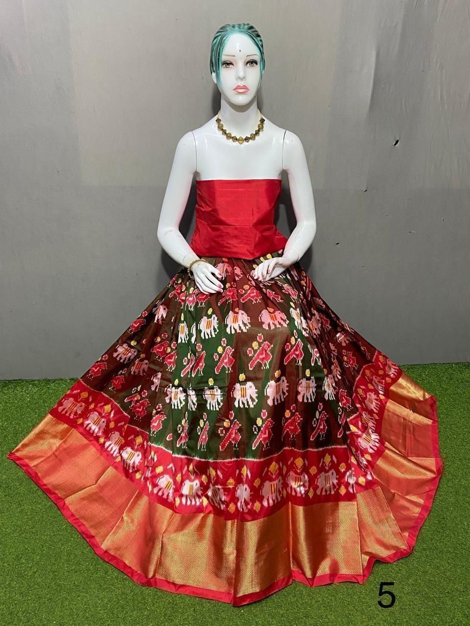 Ladies Pochampally Ikkat Silk Lehengas - Image 4
